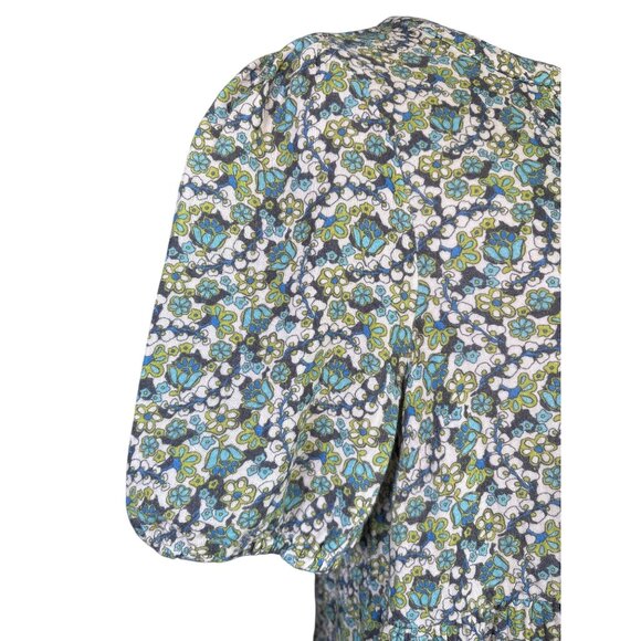 Marine Layer Mini Dress Size Medium Cotton Gauze Tiered Puffy Sleeves Floral - Picture 6 of 10